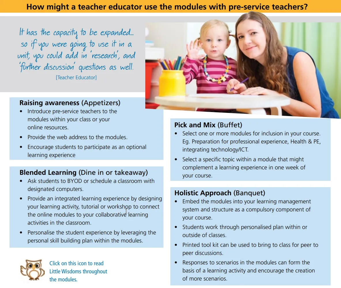 How
			might a teacher educator use the modules